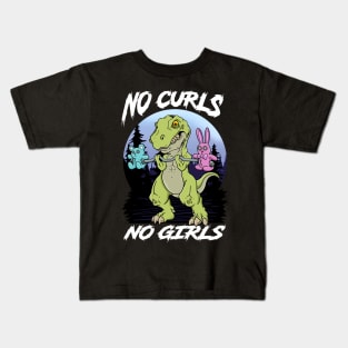 Gym Dinosaur: No Curls, No Girls Kids T-Shirt